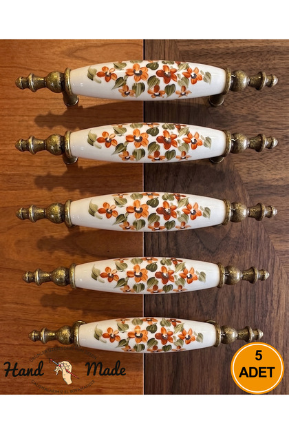 5 Pcs 96mm Hand-Painted Porcelain Violet Pattern Handle Kitchen, Drawer, Wardrobe Handle