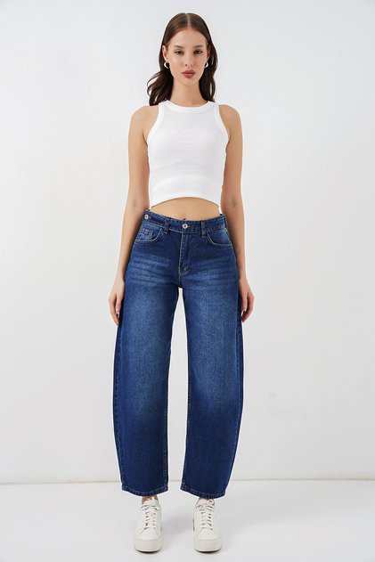 Women's High Waist Jeans 1516 - Navy Blue