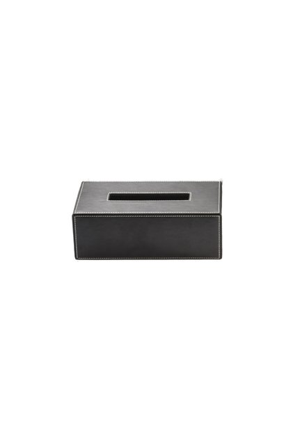 Brownie Tissue Box, Countertop - Faux Leather/Black