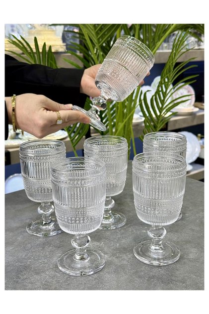 Retro Wave 6-Piece Footed Glass Cup 310ml P387.117082