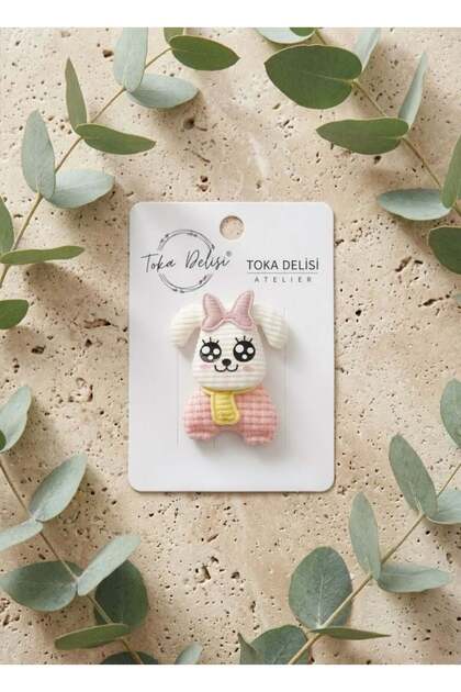 Salmon Cream Hairless Baby Hair Clip with Cute Dog Figure for Babies