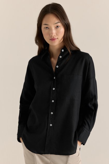 Regular Fit Siyah Kadın Gömlek