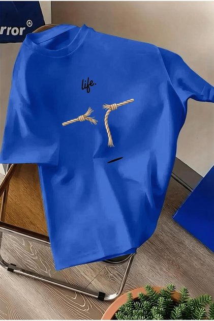 Life Design Minimalistisches, mit Illustrationen bedrucktes Unisex-Oversize-T-Shirt