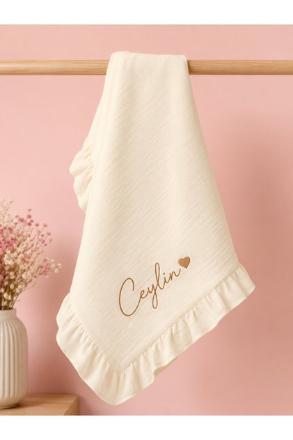 Baby Girl and Boy 100*100 cm 4 Layer Double Sided Organic Muslin Blanket Cream Color Baby Gift