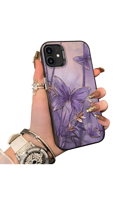 iPhone 11 Compatible Silicone Edge Hard Back Case Couple Phone Case Butterfly Pattern