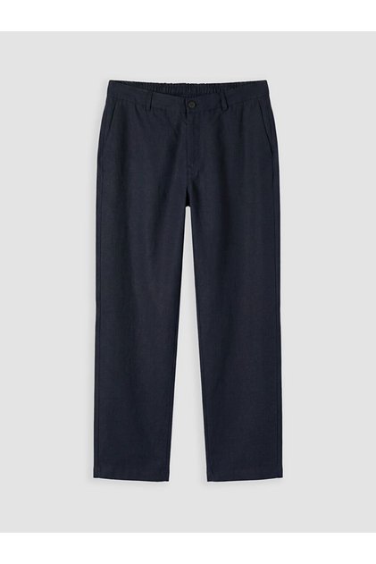 Southblue Navy Blue Regular Fit 100% Linen Men's Trousers