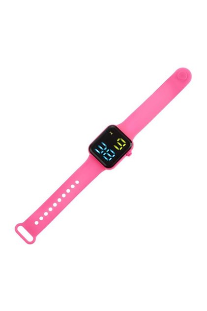 Ceas digital LED pentru copii, curea silicon roz, lumină colorată, afișaj oră și dată