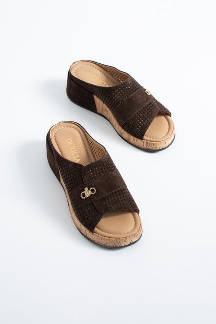 Ranger Women's Genuine Leather Brown Daily Thick-Soled Slippers