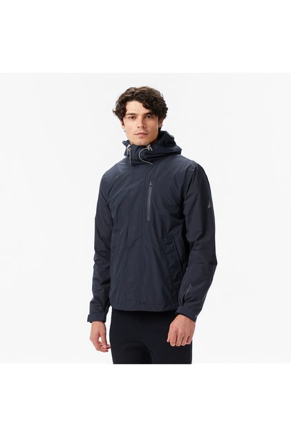 Erkek Siyah Regular Fit Kapüşonlu Su Geçirmez Mont