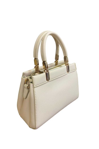 Simple and Stylish Accessory Detailled Bag with Hand Grip and Crossbody Strap Cream