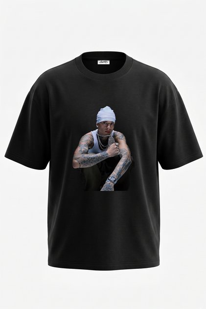 Central Cee_34 Design Printed Unisex Oversize Black Tshirt