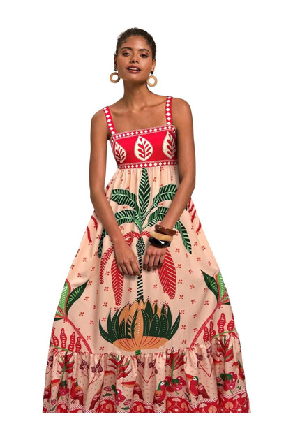 Rochie casual, de vara, imprimeu multicolor, S
