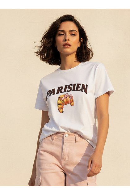 Cotton T-shirt with Typographic Embroidery