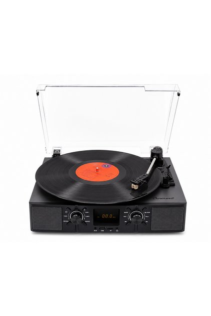 Nostaljik LED Ekranlı Siyah Pikap Audio-Technica kartuşlu pikap sistemi Bluetooth FM Radyo 33-45-78 lik Plaklar