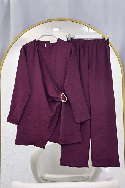 Hira Side Buckle Detailed Trouser Suit Purple