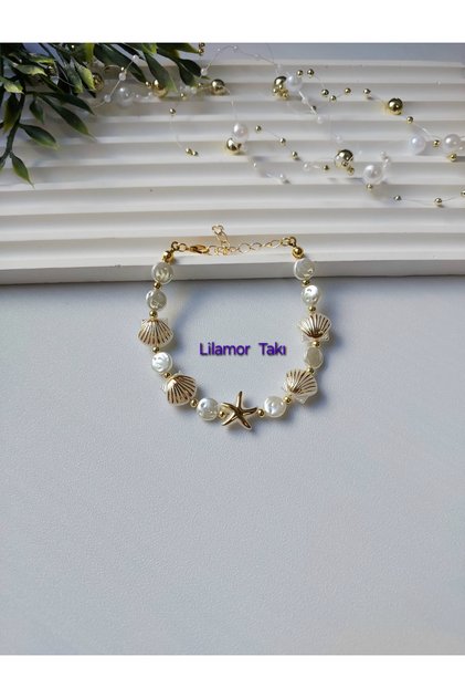 Sea Star Seashell Pearl Bracelet