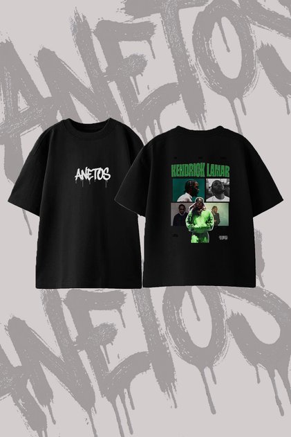 Kendrick Lamar_19 Design Back Printed Cotton Black Oversize T-Shirt