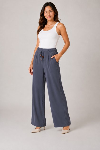 Women's Modal Fabric High Waist Lace-Up Wide Leg Pants Style Sweatpants