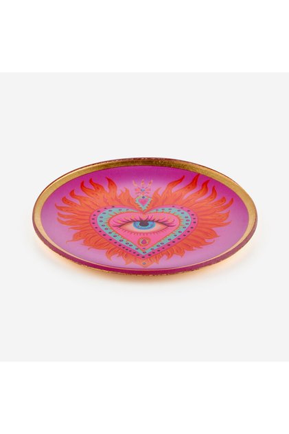 Orange Glass Latinaeye Decorative Plate 13X1X13 cm