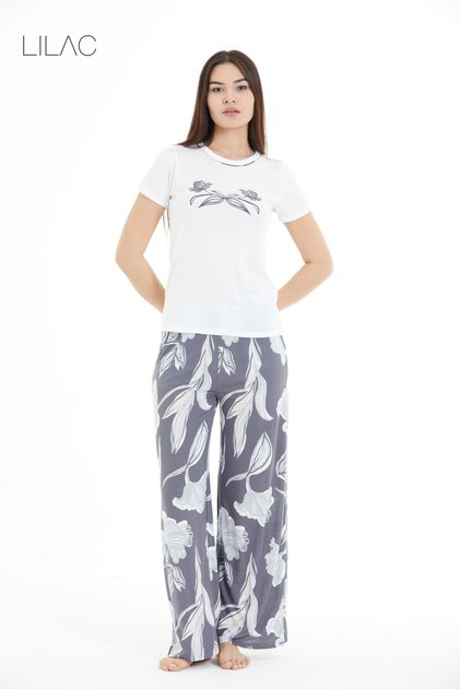 Women's Floral Patterned 100% Viscose Pajama Set