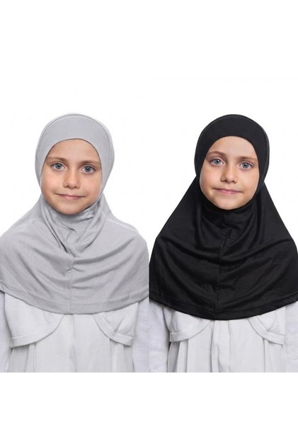 Girl's One-Piece Hijab - Ready-To-Wear Hijab Scarf - Practical Snap-On Hijab |   Flexible Combed Cotton Fabric Daily & Prayer Headscarf (6-11 Years)