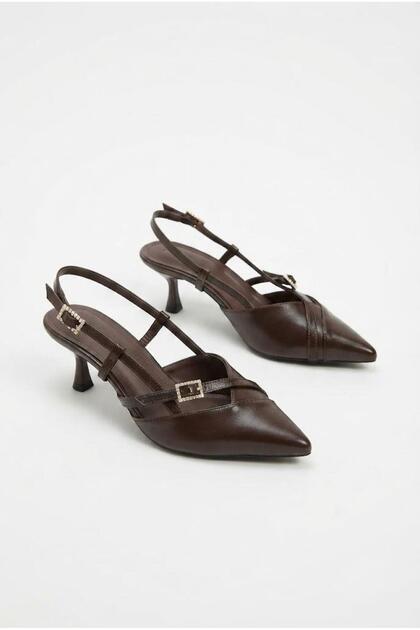 155-7350 Buckle Detailed 6 cm Heel Height Comfortable Women's Shoes