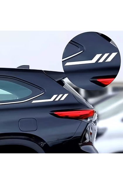 2 Pieces Stripe Car Side Body Sticker Set | White (40cm)