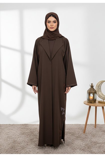Elegant Brown Abaya - A Timeless Classic-849