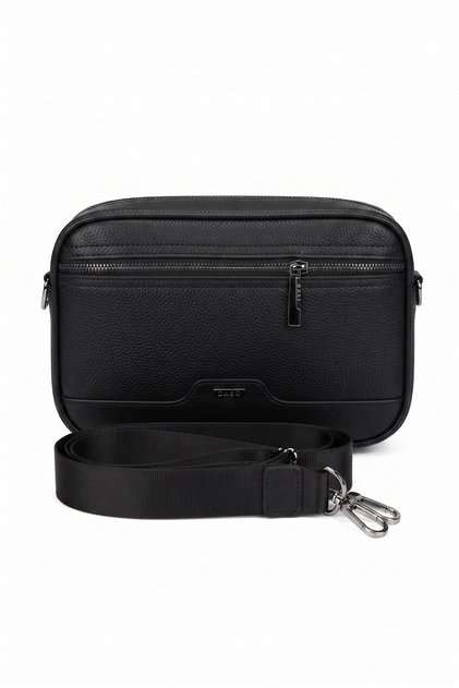 Duki Daso Black Leather Zippered Daily Crossbody Bag | Summer N4304 Black