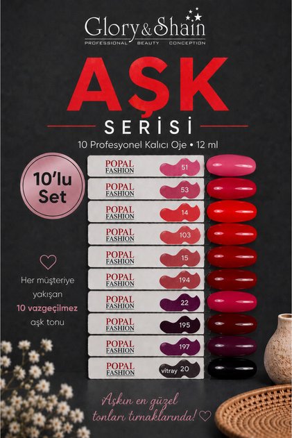Kalıcı oje Set 10 adet ''Aşk Serisi''protez tırnak