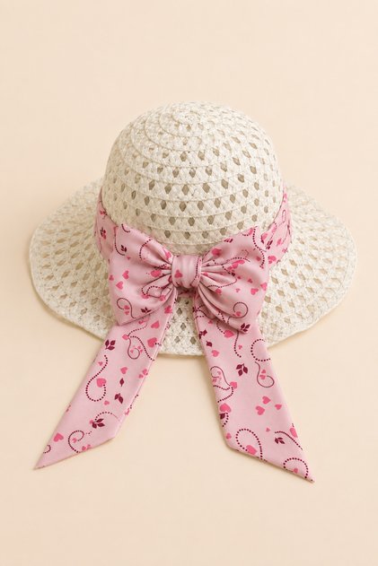 Girls' Hat Summer Straw Beach and Daily Use Sun Hat 3-8 Years Old
