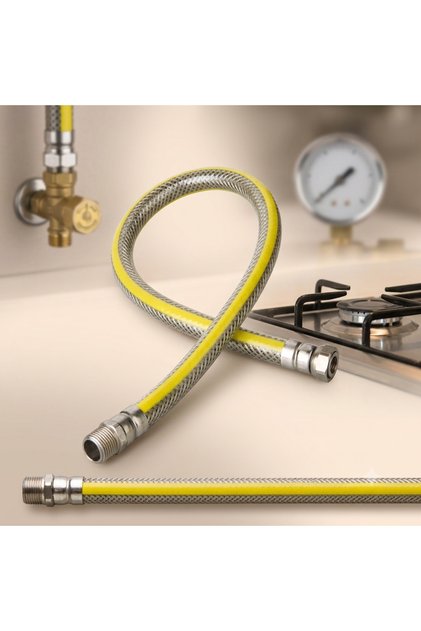 50cm Doğalgaz Ocak Hortumu - Dayanıklı Esnek Bağlantı Fleksi - Yeni Sisteme Uygun, Mühürlü TSE 14800 ve CE Belgeli