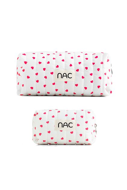 Hearted 2-Piece Quilted Organizer Makeup Bag