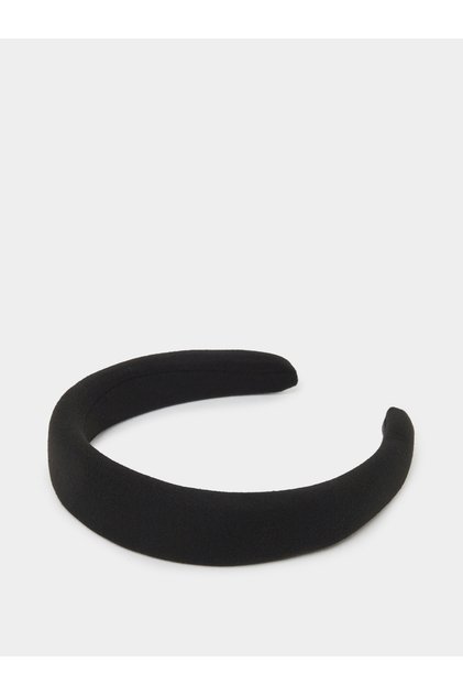 Teen Girls Black Solid Padded Headband
