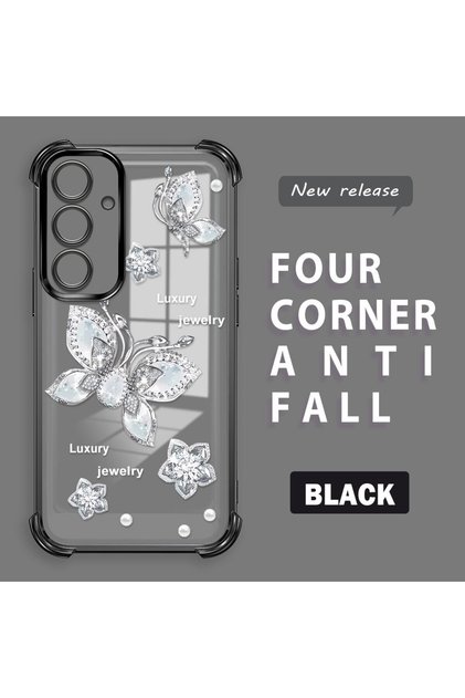 Samsung Galaxy S24 Fe Compatible Transparent Back Four Corners Reinforced Impact Protection Silicone Case