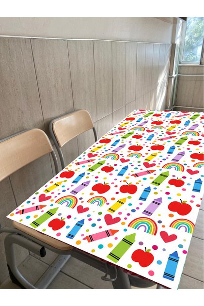 Elastic School Desk Cover 20Pcs 110X40 cm | Washable, Durable, Polyester Stain-Resistant Fabric (Teacher's Desk Gift)