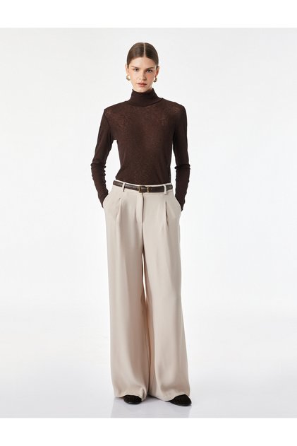 Slim Fit High Collar Long Sleeve T-Shirt