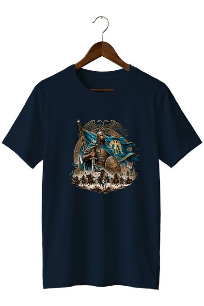 Unisex T-Shirt with Large Seljuk Warrior and Double-Headed Eagle Print – Turkish Historical Design