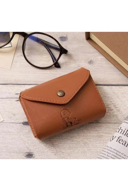 Bandai A 2026 New Snoopy Classic Coin Purse Triple Folding Pu Short Wallet Storage Bag Anime Periphe