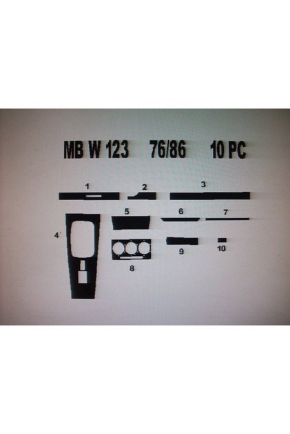 Mercedes W 123 1977-1987 10 Piece Dashboard Trim (Carbon Color)