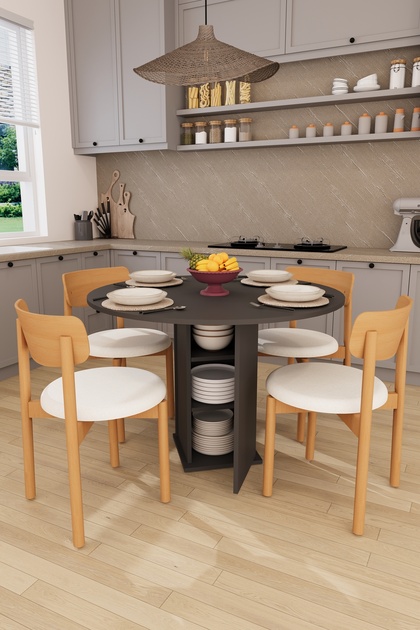 Asra Trend Modern Dolaplı 4 Kişilik Mutfak Yemek Masası ve
