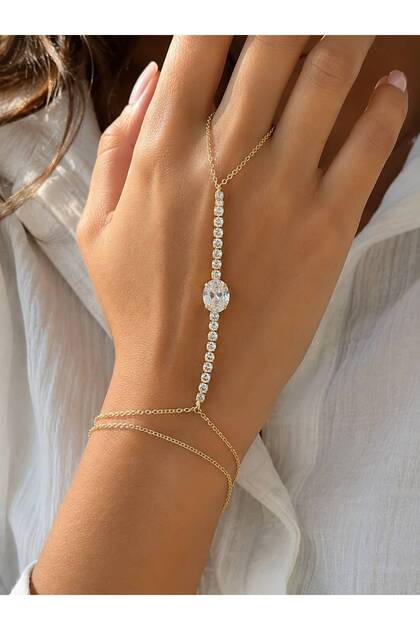 Gold Color Round Solitaire Zircon Stone Shahmeran