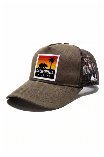 California Printed Mesh Baseball Cap with Interchangeable Patch