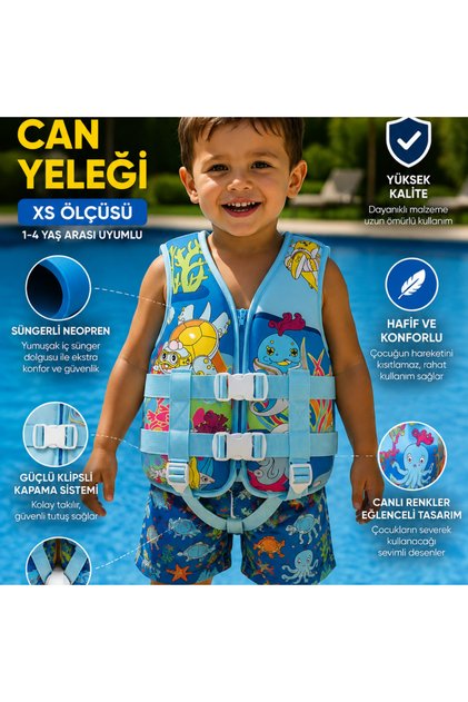 Children's Life Jacket XS 1-4 Years | Sponge Neoprene Swimming Vest | Adjustable Safety Buckle | Pool Sea Life Vest