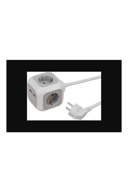 Кубовиден разклонител с контакти и USB, 1.4 м