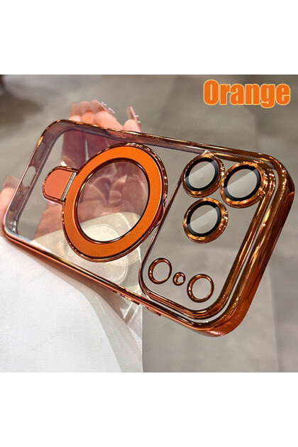iPhone17 Pro Max Orange Magnetic Bracket Phone Case for Apple IPhone Air 17 16 15 Plus 14 13 12 11 P