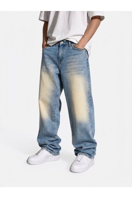 Trend Men's Special Washing with Aging Effect Loose Fit Baggy Denim Jeans Men's Pants