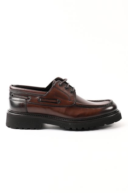 Eva Sole Brown Genuine Leather Lace-Up Casual Men's Shoes - E4855