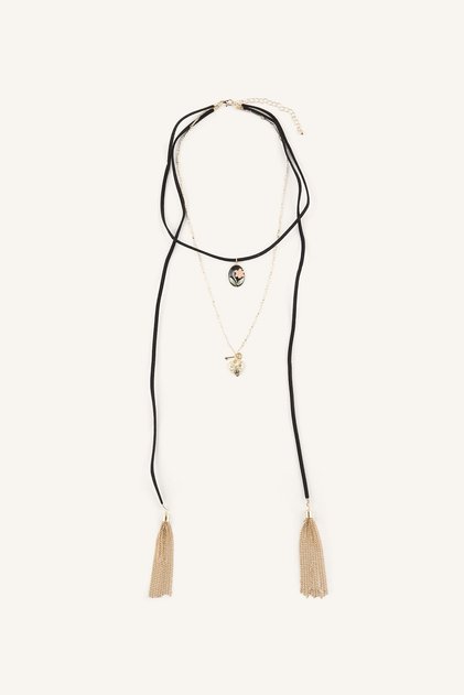 Women's Medallion and Tassel Detailed 3-Piece Necklace I4292Axns