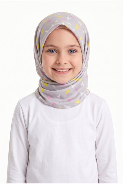 Renkli Desenli 80x80 Kız Çocuğu Kuran Kursu Eşarp